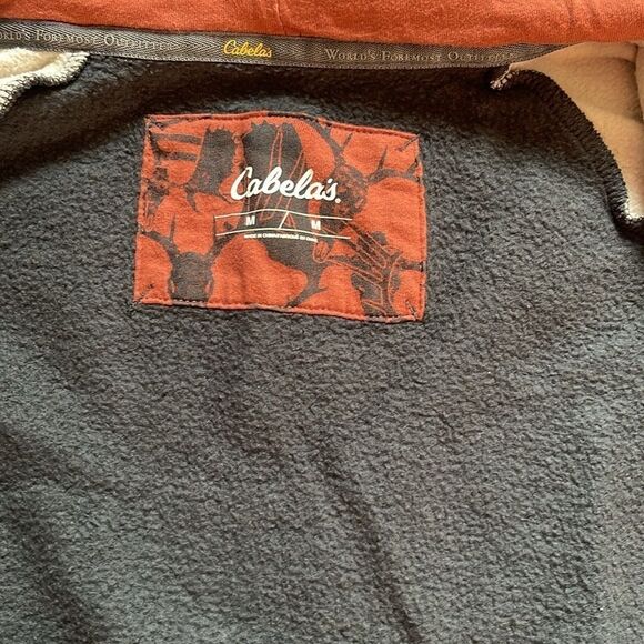 CABELAS camo boys hooded JACKET medium Fleece Lining - Picture 6 of 11